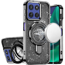 For Moto G Stylus 2025 Case Translucent Glitter Magnetic Circle + Tempered Glass