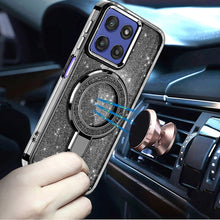 For Moto G Stylus 2025 Case Translucent Glitter Magnetic Circle + Tempered Glass