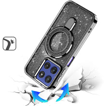 For Moto G Stylus 2025 Case Translucent Glitter Magnetic Circle + Tempered Glass