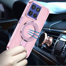For Moto G Stylus 2025 Case Translucent Glitter Magnetic Circle + Tempered Glass