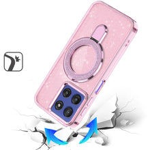 For Moto G Stylus 2025 Case Translucent Glitter Magnetic Circle + Tempered Glass