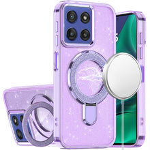 For Moto G Stylus 2025 Case Translucent Glitter Magnetic Circle + Tempered Glass