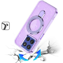 For Moto G Stylus 2025 Case Translucent Glitter Magnetic Circle + Tempered Glass