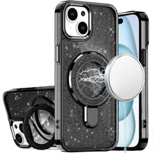 For iPhone 15 Case Translucent Full Glitter Magnetic Circle + 2 Tempered Glass