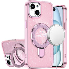 For iPhone 15 Case Translucent Full Glitter Magnetic Circle + 2 Tempered Glass