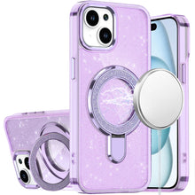 For iPhone 15 Case Translucent Full Glitter Magnetic Circle + 2 Tempered Glass