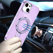 For iPhone 15 Case Translucent Full Glitter Magnetic Circle + 2 Tempered Glass