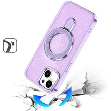 For iPhone 15 Case Translucent Full Glitter Magnetic Circle + 2 Tempered Glass