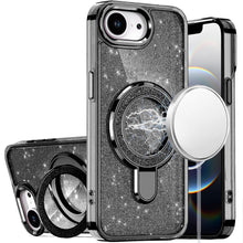 For iPhone 16e Case Translucent Full Glitter Magnetic Circle + Tempered Glass