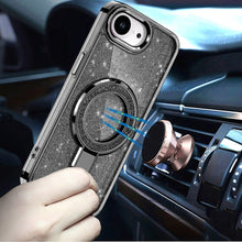 For iPhone 16e Case Translucent Full Glitter Magnetic Circle + Tempered Glass