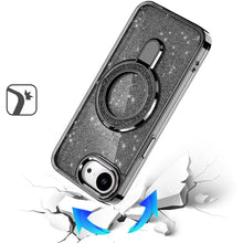 For iPhone 16e Case Translucent Full Glitter Magnetic Circle + Tempered Glass