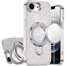 For iPhone 16e Case Translucent Full Glitter Magnetic Circle + Tempered Glass
