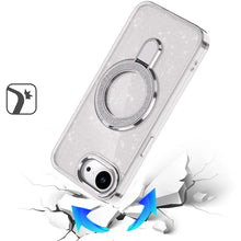 For iPhone 16e Case Translucent Full Glitter Magnetic Circle + Tempered Glass