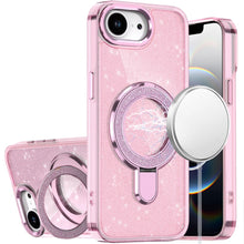 For iPhone 16e Case Translucent Full Glitter Magnetic Circle + Tempered Glass