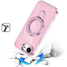 For iPhone 16e Case Translucent Full Glitter Magnetic Circle + Tempered Glass