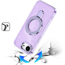 For iPhone 16e Case Translucent Full Glitter Magnetic Circle + Tempered Glass