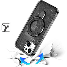 For iPhone 13/14 Case Translucent Full Glitter Magnetic Circle + Tempered Glass