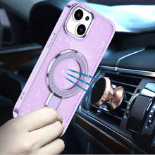 For iPhone 13/14 Case Translucent Full Glitter Magnetic Circle + Tempered Glass