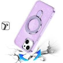 For iPhone 13/14 Case Translucent Full Glitter Magnetic Circle + Tempered Glass