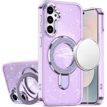 For Samsung S26 6.3" Case Translucent Glitter Magnetic Circle + Tempered Glass
