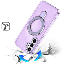 For Samsung S26 6.3" Case Translucent Glitter Magnetic Circle + Tempered Glass