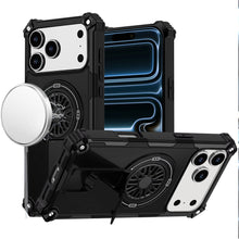 For iPhone 17 Pro Max Case Rugged Magnetic Circle Pop-Out Stand + Tempered Glass