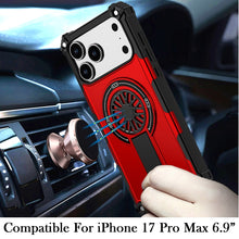For iPhone 17 Pro Max Case Rugged Magnetic Circle Pop-Out Stand + Tempered Glass