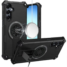 For Samsung A17 5G Case Dual Layer Magnetic Circle Pop-Out Stand +Tempered Glass