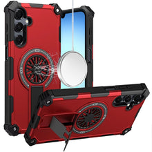 For Samsung A17 5G Case Dual Layer Magnetic Circle Pop-Out Stand +Tempered Glass