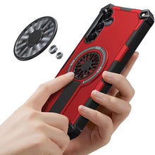 For Samsung A17 5G Case Dual Layer Magnetic Circle Pop-Out Stand +Tempered Glass