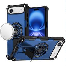 For iPhone Air Case Rugged Magnetic Circle with Pop-Out Stand + Tempered Glass
