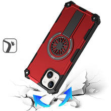 For iPhone 13/14 Case Dual Layer Magnetic Circle Pop-Out Stand + Tempered Glass