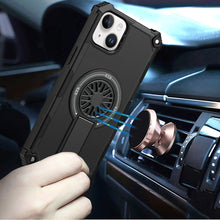 For iPhone 15 Case Dual Layer Magnetic Circle Pop-Out Stand + 2 Tempered Glass