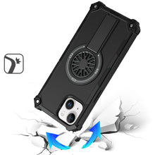 For iPhone 15 Case Dual Layer Magnetic Circle Pop-Out Stand + 2 Tempered Glass