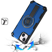 For iPhone 15 Case Dual Layer Magnetic Circle Pop-Out Stand + 2 Tempered Glass