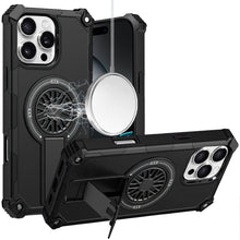 For iPhone 16 PRO MAX Case 2 Layer Magnetic Circle Pop-Out Stand +Tempered Glass