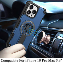 For iPhone 16 PRO MAX Case 2 Layer Magnetic Circle Pop-Out Stand +Tempered Glass
