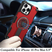 For iPhone 16 PRO MAX Case 2 Layer Magnetic Circle Pop-Out Stand +Tempered Glass
