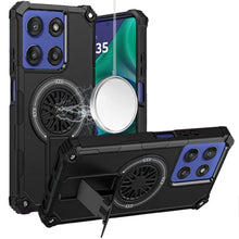 For Moto G Stylus 2025 Case Dual Layer Magnetic Circle Kickstand +Tempered Glass