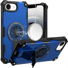 For iPhone 16e Case Dual Layer Magnetic Circle Pop-Out Stand + Tempered Glass