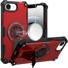 For iPhone 16e Case Dual Layer Magnetic Circle Pop-Out Stand + Tempered Glass