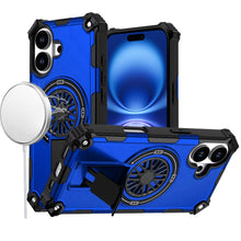 For iPhone 17 Case Rugged Magnetic Circle with Pop-Out Stand + Tempered Glass