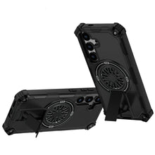 For Samsung S25 FE Case Dual Layer Magnetic Circle Pop-Out Stand +Tempered Glass