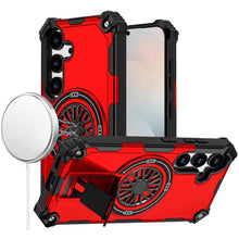 For Samsung S25 FE Case Dual Layer Magnetic Circle Pop-Out Stand +Tempered Glass