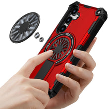 For Samsung S25 FE Case Dual Layer Magnetic Circle Pop-Out Stand +Tempered Glass