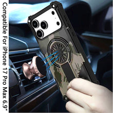 For iPhone 17 Pro Max Case Design Rugged Magnetic Circle Stand + Tempered Glass