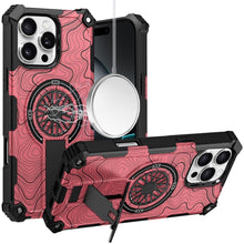 For iPhone 16 PRO MAX Case Textured Design Magnetic Circle Stand +Tempered Glass