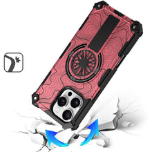 For iPhone 16 PRO MAX Case Textured Design Magnetic Circle Stand +Tempered Glass