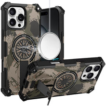 For iPhone 16 PRO MAX Case Textured Design Magnetic Circle Stand +Tempered Glass