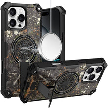 For iPhone 16 PRO MAX Case Textured Design Magnetic Circle Stand +Tempered Glass